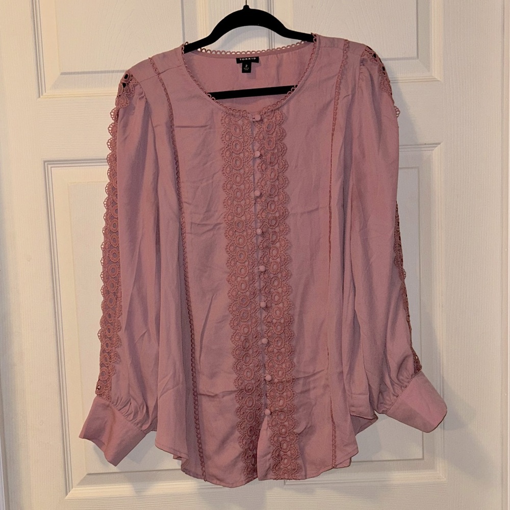 Pink Embroidered Torrid Blouse